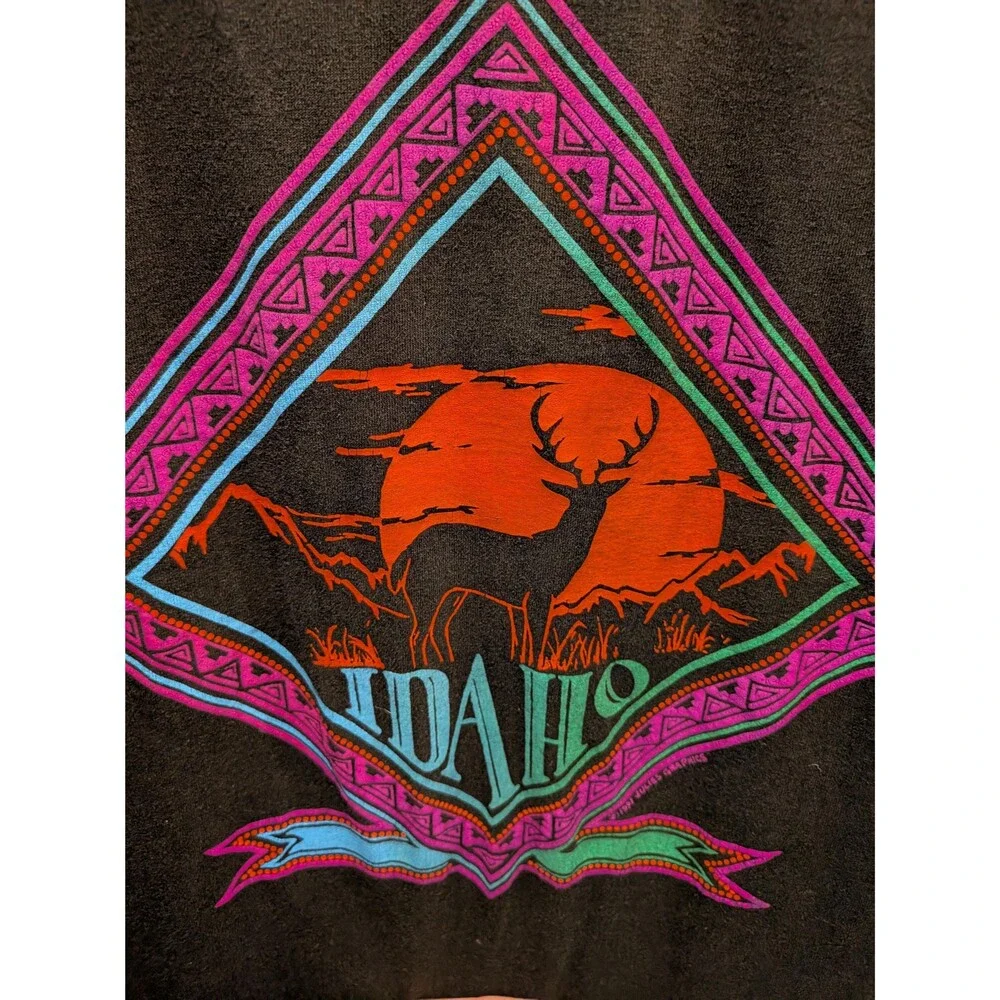 Vintage Idaho Elk Tee 90s Southwestern Graphic Single Stitch Wildlife Medium - Picture 5 of 7